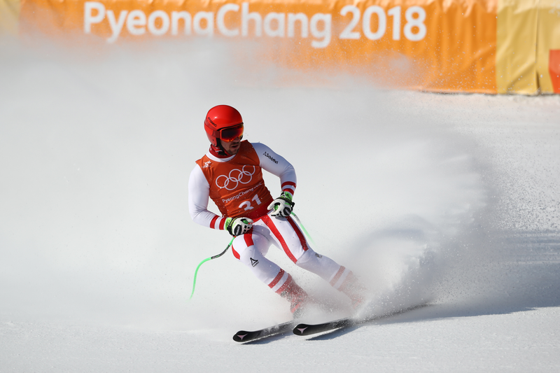 Marcel Hirscher finishes a training run at Pyeongchang. Photo by Ezra Shaw/Getty Images.